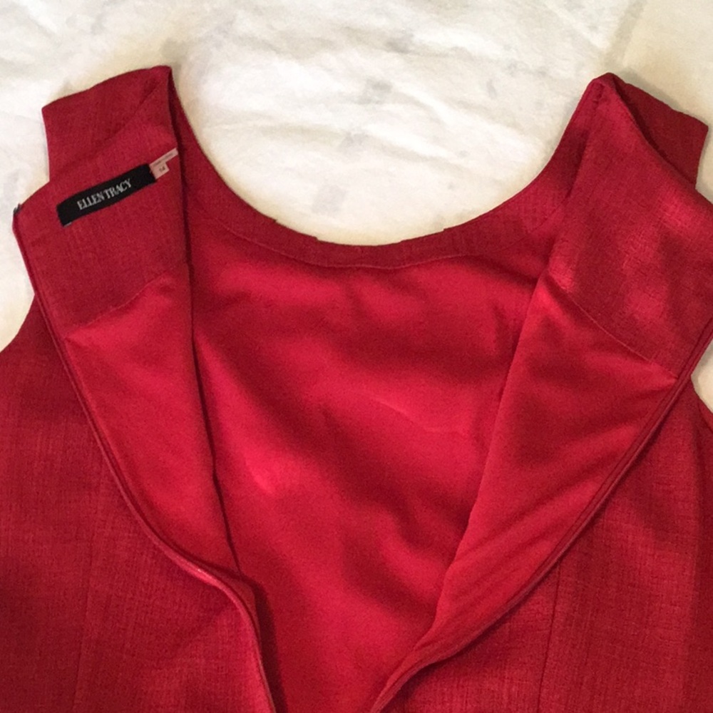 Elegant Red Ellen Tracy  Sleeveless fully lined Dress. Size 14. Side pockets. - Picture 12 of 16